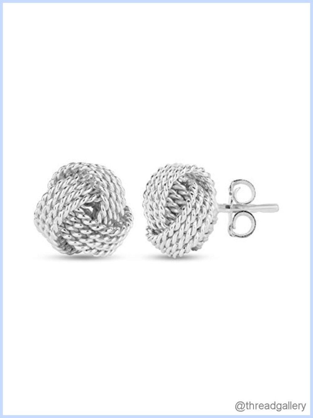 Sterling Silver Love Knot Stud Earrings Lightweight Twisted Push Back